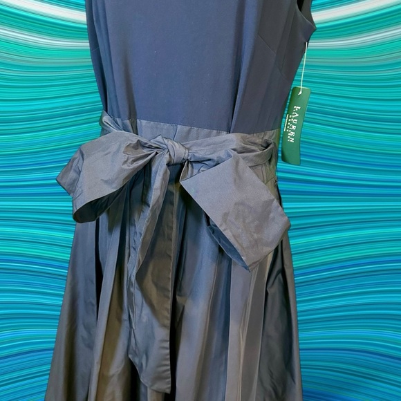 NWT Lauren Ralph Lauren ‘Taffeta-Skirt Dress’ in “Lighthouse Navy” Plus Size 16 - Picture 14 of 16